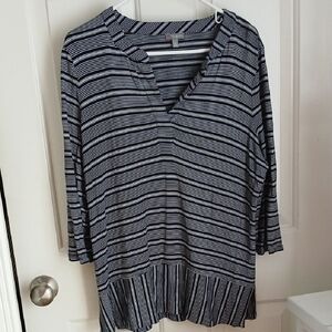 Talbots Navy and White Striped Tunic